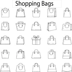 Shopping Bags Line Art Vector Illustration