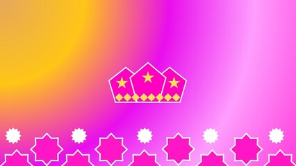 Fondo rosa y púrpura con corona dorada y estrellas decorativas.
Diseño digital con corona dorada sobre fondo rosa y púrpura, ideal para invitaciones infantiles, cumpleaños o temas de princesa.