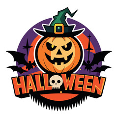 halloween background with pumpkin and bats