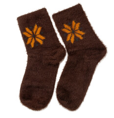 Beautiful comfortable women's socks. Isolated on transparent. Top view. Flat lay.