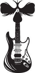 Abstract Guitar and Skull Fusion Design in Black and White
