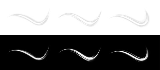 This set features Curved Light Swirls PNG Overlay with effects for artistic design, with a transparent background