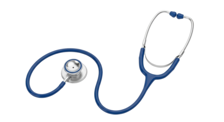 Isolated Blue Stethoscope Medical Equipment for Doctors and Nurses on Plain Backdrop