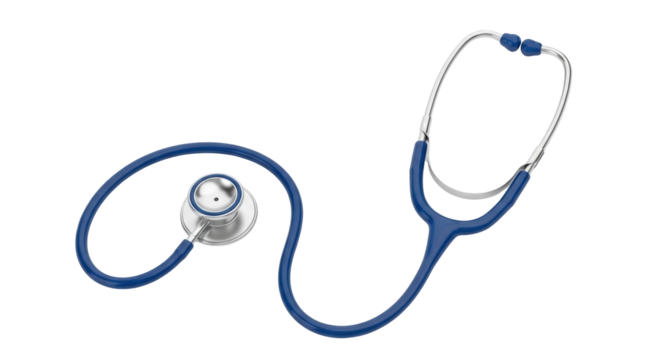 Isolated Blue Stethoscope Medical Equipment for Doctors and Nurses on Plain Backdrop