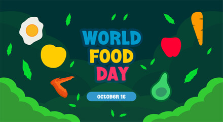 world food day. Background design with organic food illustration for life health