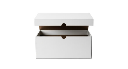 Isolated white box with lid open, ready for shipping or storage, for product presentation