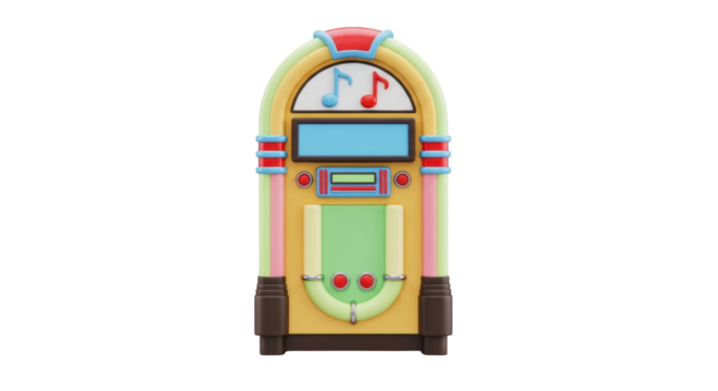 Isolated Jukebox, vintage music player for retro bar, musical machine with selector buttons