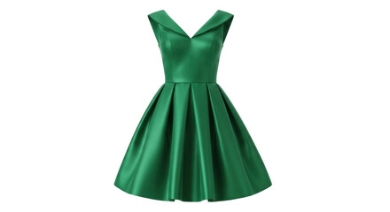 Isolated emerald green dress with a vintage style collar, ready for that special occasion