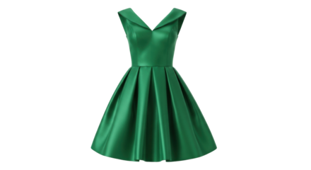 Isolated emerald green dress with a vintage style collar, ready for that special occasion
