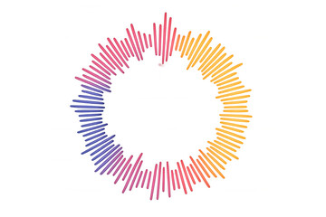 Circular sound wave visualizer generating colorful spectrum data, showing equalizer audio vibrant graphic concept