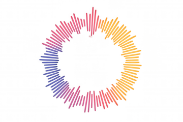 Circular sound wave visualizer generating colorful spectrum data, showing equalizer audio vibrant graphic concept