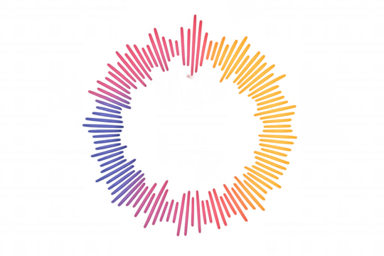 Circular sound wave visualizer generating colorful spectrum data, showing equalizer audio vibrant graphic concept