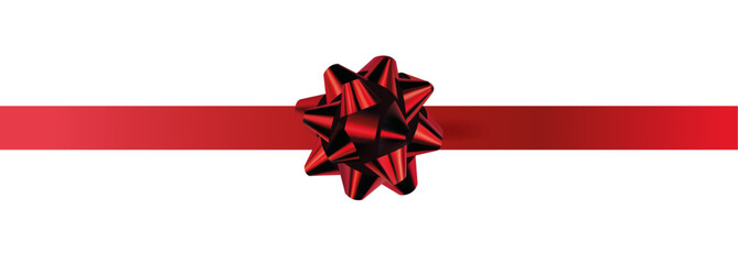 Fototapeta na wymiar Vector decorative shiny gift red ribbon with tied bow design element isolated on white background