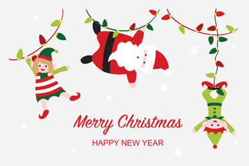 Santa and Elves with Christmas light 