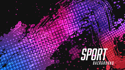 Abstract purple brushstroke background with halftone effect. Sports background. Brushstroke banners or posters.