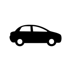Fototapeta premium Simple black sedan vehicle on a white background automotive transport symbol