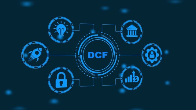 Business Concept DCF Diagram with Icons for Growth Security Innovation and Banking image photo