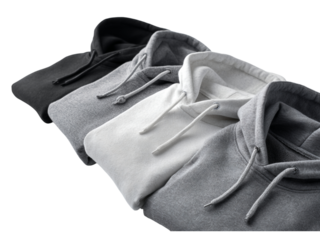 Stylish collection of hooded sweatshirts in assorted neutral colors, perfect for showcasing apparel designs or branding, appealing to fashion conscious consumers