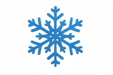 Blue glitter snowflake decoration on transparent background