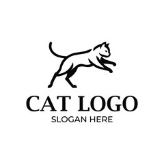 Elegant cat silhouette logo design for branding purposes. Vector illustration.