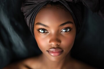 Studio Portrait of Woman with Headwrap and Warm Light