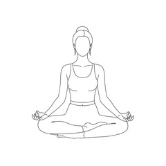 Woman in lotus position isolated on white background doing yoga exercise