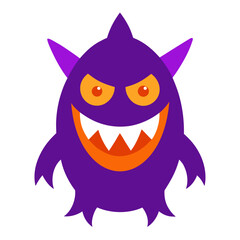 Cartoon Purple Monster Character with Spiked Head and Sharp Teeth a Whimsical Halloween Icon