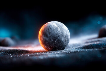 Detailed Grey Celestial Sphere Surface Showing Multiple Impact Craters