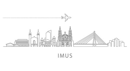 Obraz premium Imus City Skyline with Airplane Icon