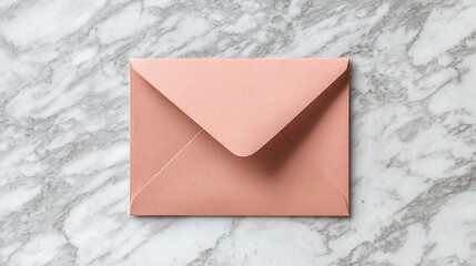 Elegant peach envelope on marble background. Sending heartfelt notes or invitations with this touch of sophistication. Perfect for any special event.