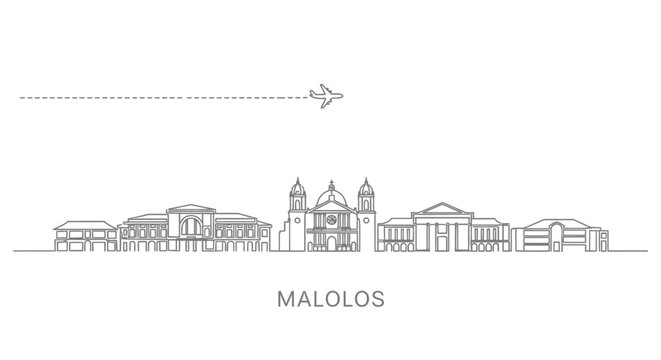 Malolos Skyline with Airplane and Dashed Line
