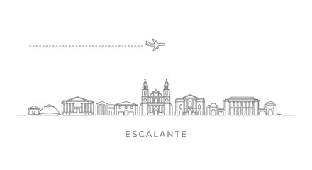 Obraz premium Escalante Cityscape with Airplane Travel Line Art