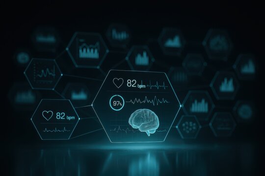 See the future of healthcare with this innovative brain scan interface, perfect for medical technology campaigns and promoting scientific breakthroughs in a cutting-edge way