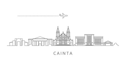 Naklejka premium Cainta Skyline Vector Airplane Travel