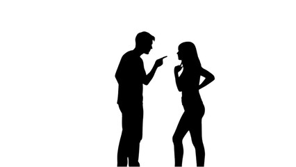Silhouette of Couple Arguing Vector Illustration – Relationship Conflict and Emotion Concept