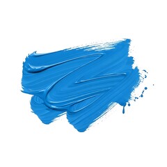 Fototapeta premium Blue Paint Stroke with Brush Texture and Drips Isolated on White Background