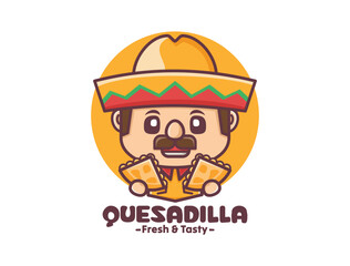 cartoon mascot vector illustration with quesadilla