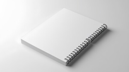 Blank Spiral Notebook on White Surface  Clean Design