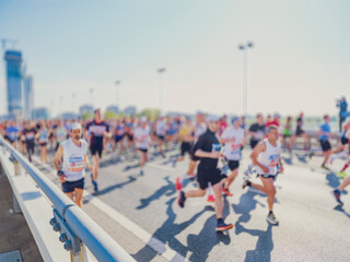 marathon runners in the city