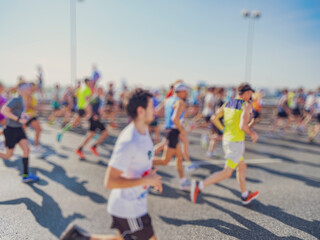 marathon runners in the city