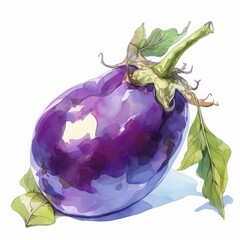 Eggplant Delight: A vibrant illustration of a fresh, ripe eggplant, rendered with bold strokes and rich color, capturing its natural beauty and form.