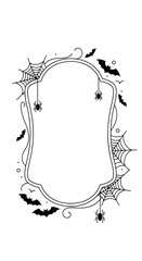 Spooky Halloween frame with spiders and bats, copy space