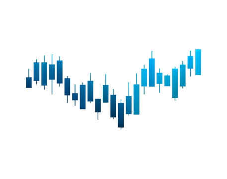 Blue candlestick chart illustrating financial market trends in forex trading on transparent background - Powered by Adobe