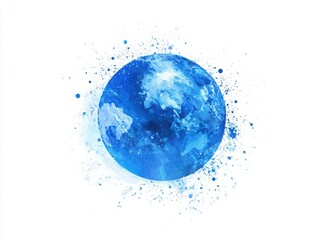 Global Sphere: A striking, artistic representation of planet Earth, captured with a captivating blue hue and watercolor-like splashes.