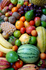 Ripe tropical fruits with vitamins and nutrients.