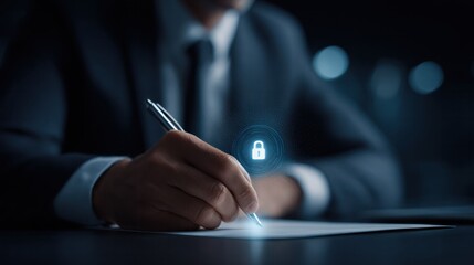 Securing sensitive information with a pen office setting digital content corporate environment close-up view privacy concept