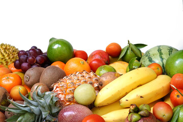 Colorful fruits collection for background design. white background.