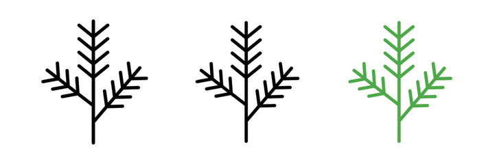 Pine branch icon tree needle, linear icon. Editable stroke, filled and colored concept for web design.
