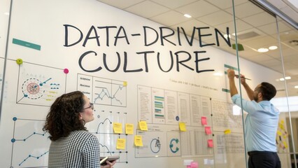 Collaborative Team Building in Data-Driven Culture with Visual Elements and Analysis in Modern Office Space