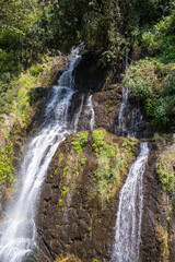 Valanjanganam Waterfalls, Kuttikkanam, Kerala: Scenic cascade tumbling over rocks in lush forest, popular roadside destination for travellers in Idukki, South India, natural beauty and tranquillity